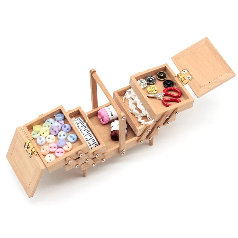1:12 Dollhouse Miniature Wooden Multi-Storey Antique Sewing Supplies Box With Needle Scissors Knitting Tool Tailor Set
1:12 Dollhouse Miniature Wooden Multi-Storey Antique Sewing Supplies Box With Needle Scissors Knitting Tool Tailor Set