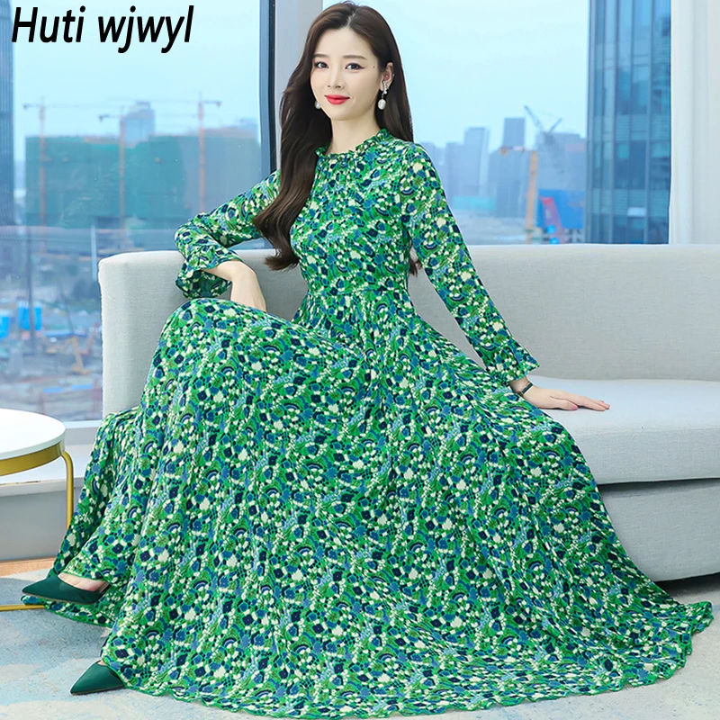 2022 Women Floral Chiffon Long Sleeve Ruffled Collar Maxi Dress Spring Autumn Elegant Vintage Bodycon Casual Party Midi Vestidos
2022 Women Floral Chiffon Long Sleeve Ruffled Collar Maxi Dress Spring Autumn Elegant Vintage Bodycon Casual Party Midi Vestidos