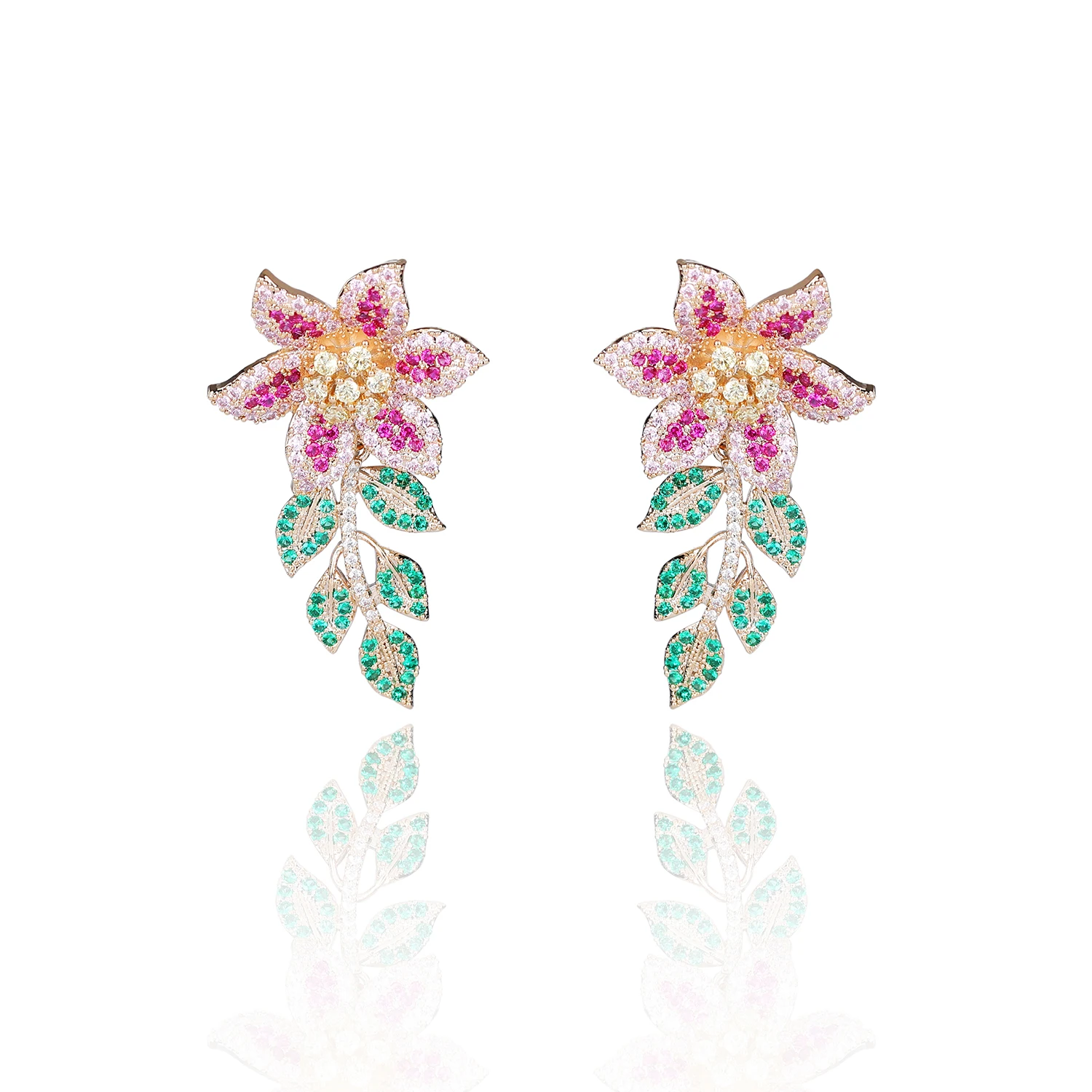 Multicolors Cubic Zircon Flower Earrings for Wedding, Crystals Leaves Earring for Party, Women Girl Gift CE11019
Multicolors Cubic Zircon Flower Earrings for Wedding, Crystals Leaves Earring for Party, Women Girl Gift CE11019