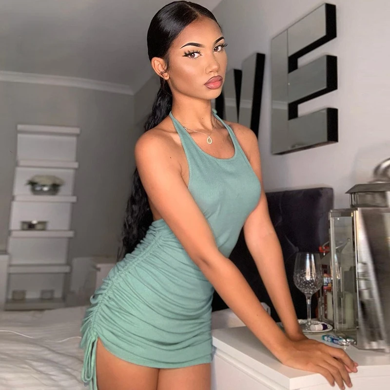 Drawstring Ruched Sexy Halter Backless Mini Dress Club Party 2021 Summer Sleeveless Dresses Bodycon Women Clothes
Drawstring Ruched Sexy Halter Backless Mini Dress Club Party 2021 Summer Sleeveless Dresses Bodycon Women Clothes