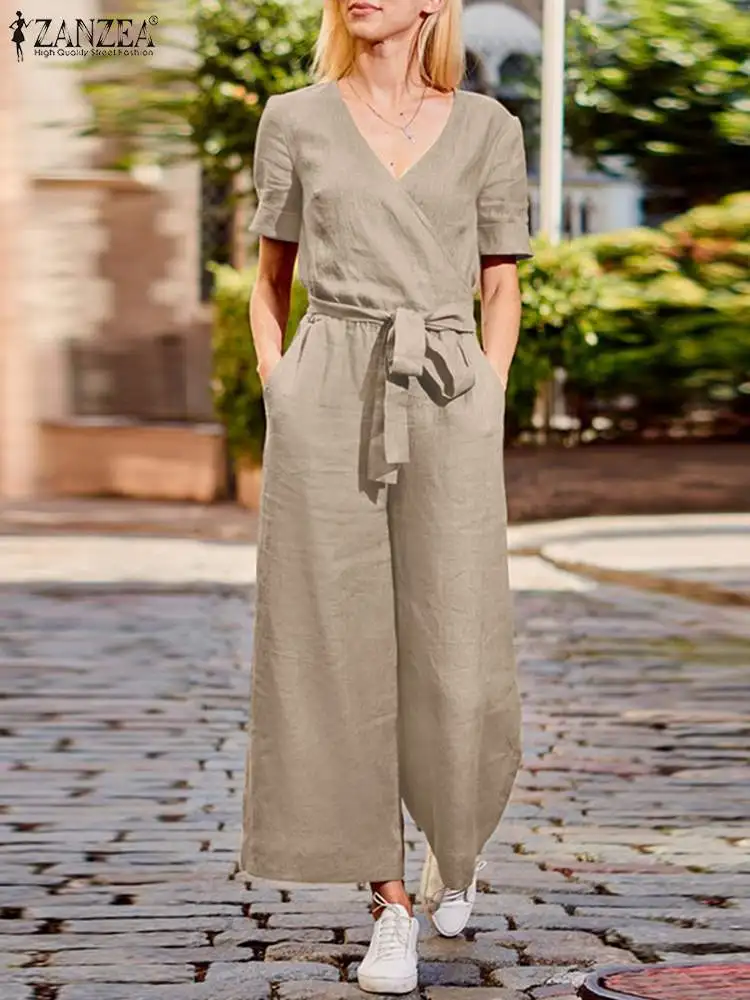 2022 ZANZEA Women Elegant Jumpsuits Summer V-Neck Solid Short Sleeve Rompers Elegant Casual Work OL Oversized Holiday Playsuits
2022 ZANZEA Women Elegant Jumpsuits Summer V-Neck Solid Short Sleeve Rompers Elegant Casual Work OL Oversized Holiday Playsuits