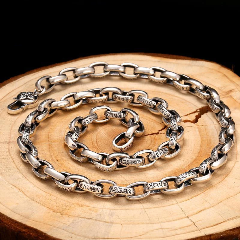 New Six-character Mantra Boys Necklace Silver Long Vajra Chinese Style Personality Trendy Men's Retro Jewelry Accessories
New Six-character Mantra Boys Necklace Silver Long Vajra Chinese Style Personality Trendy Men's Retro Jewelry Accessories
