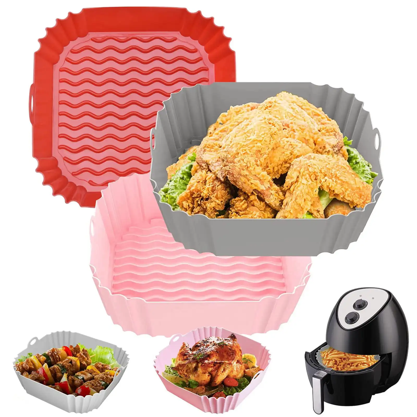 3-Pack Square Oven and Air Fryer Silicone Liners 8 inches (for 4 to 7 QT) Reusable Airfryer Silicone Pot Inserts Replacement for
3-Pack Square Oven and Air Fryer Silicone Liners 8 inches (for 4 to 7 QT) Reusable Airfryer Silicone Pot Inserts Replacement for