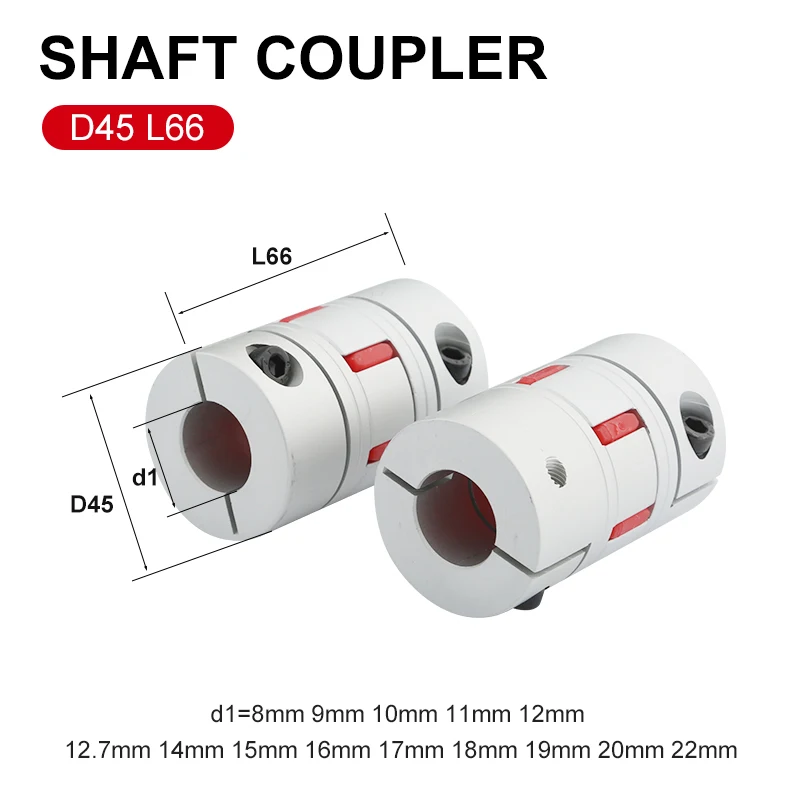 Aluminum Plum Coupling Old D45 L66 Flexible Shaft Star Engraving Machine Servo Motor Connector 10/12/14/16/18/20/22/24/25 mm
Aluminum Plum Coupling Old D45 L66 Flexible Shaft Star Engraving Machine Servo Motor Connector 10/12/14/16/18/20/22/24/25 mm