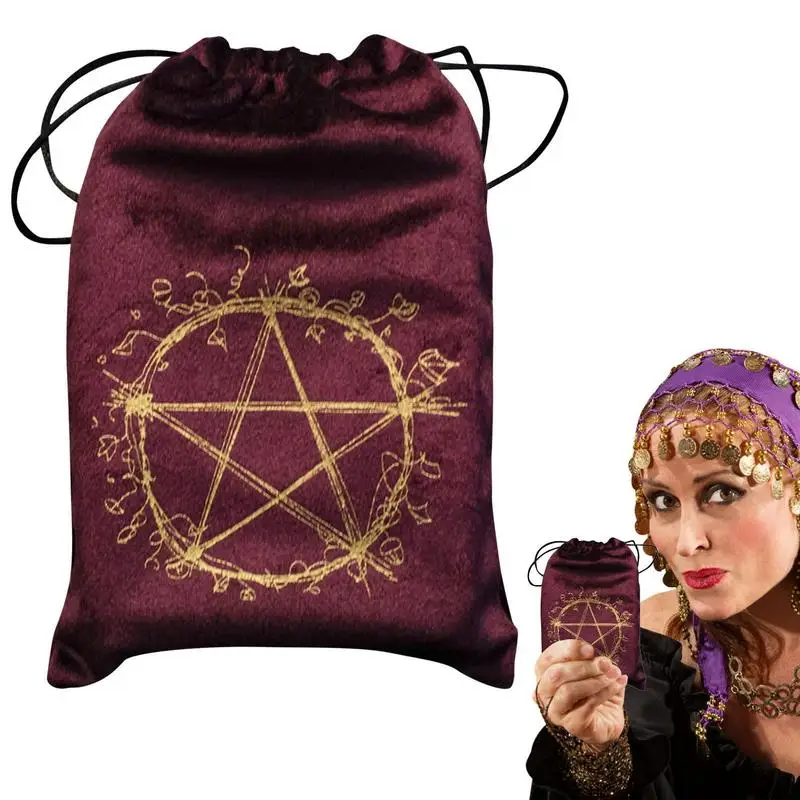 

Velvet Pentagram Tarot Storage Bag Board Game Cards Embroidery Drawstring Package Witchcraft Supplies New Altar Tarot Box