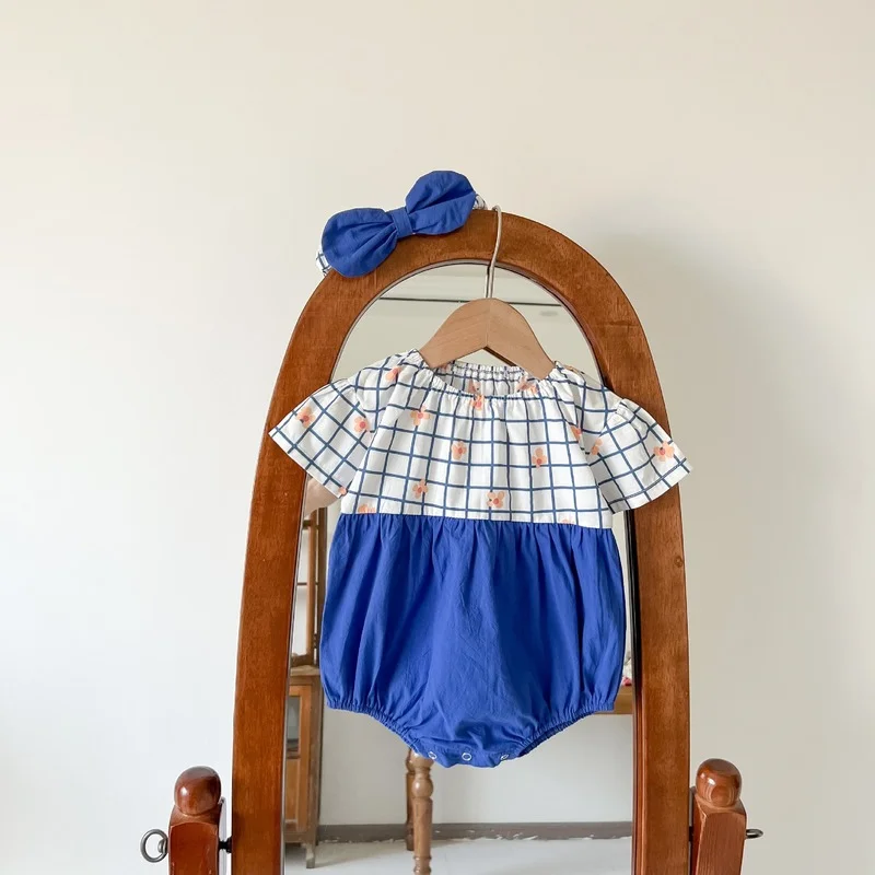 2PCS Newborn Infant Baby Girls Romper + Headband Blue Plaid Kids Onepiece Fashion Baby Clothing Summer Baby Girl Clothes 0-2Y
2PCS Newborn Infant Baby Girls Romper + Headband Blue Plaid Kids Onepiece Fashion Baby Clothing Summer Baby Girl Clothes 0-2Y