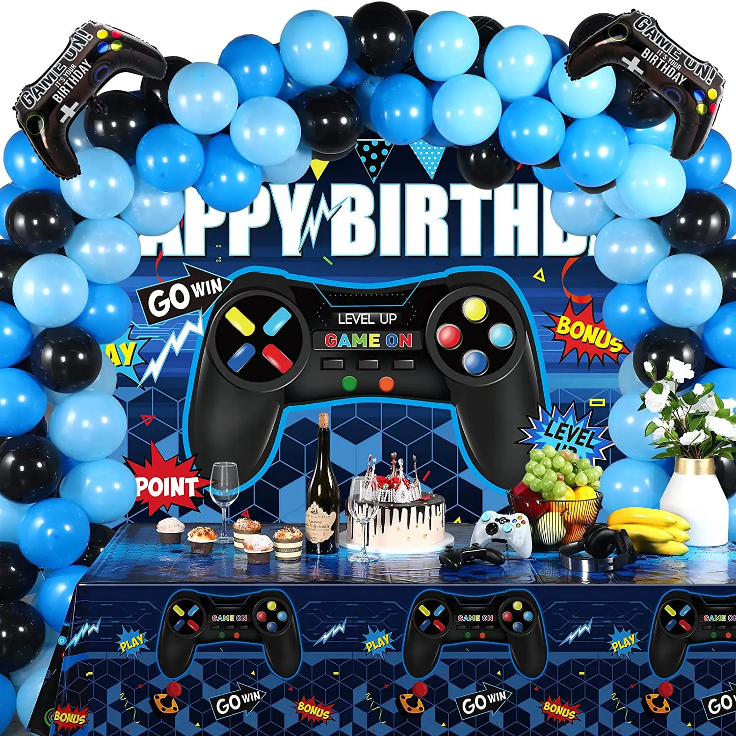 Video Game Birthday Party Decorations Set Multi-Color Balloons and Foil Gamer Balloons for Birthday Party (Blue and Black)
Video Game Birthday Party Decorations Set Multi-Color Balloons and Foil Gamer Balloons for Birthday Party (Blue and Black)