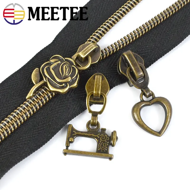 

5/10Meters Meetee 5# Bronze Nylon Zipper Tape Decor Zippers Puller Sliders Bag Clothes Zip Repair Kit Sewing Closures Accessory
