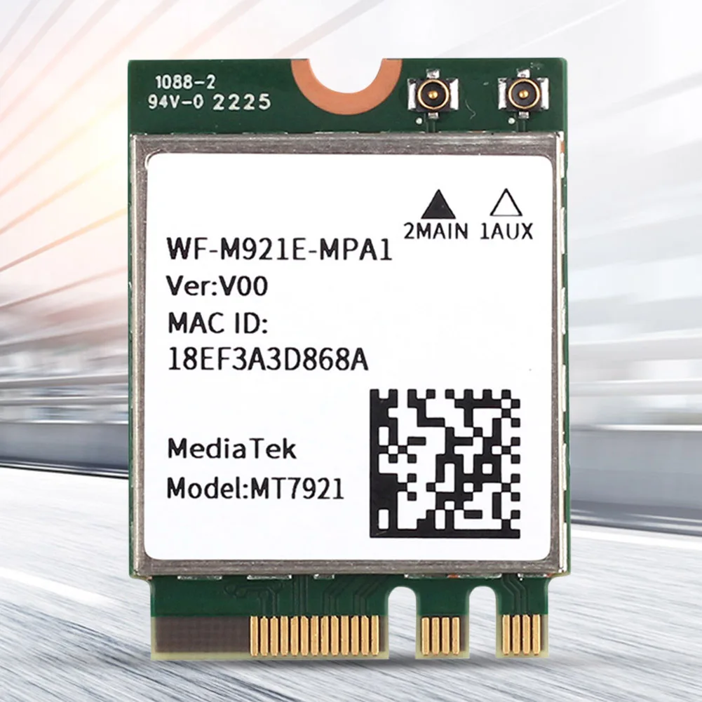 

MT7921 беспроводная Wi-Fi карта 1200 Мбит/с, Двухдиапазонная 2,4 ГГц/5 ГГц сетевая карта, Wi-Fi адаптер M.2 NGFF Bluetooth-Совместимость 5,2 для ноутбука