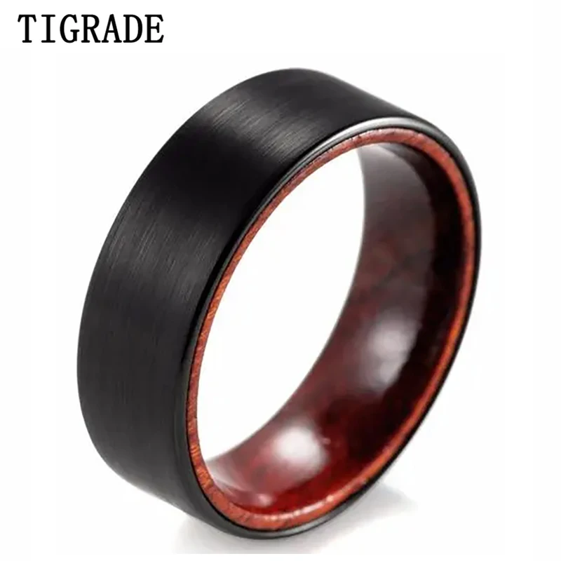 Tigrade New Black Matte Tungsten Ring 8mm Width Flat Brushed Red Sandalwood Inner Set Fashion Men Jewelry
Tigrade New Black Matte Tungsten Ring 8mm Width Flat Brushed Red Sandalwood Inner Set Fashion Men Jewelry