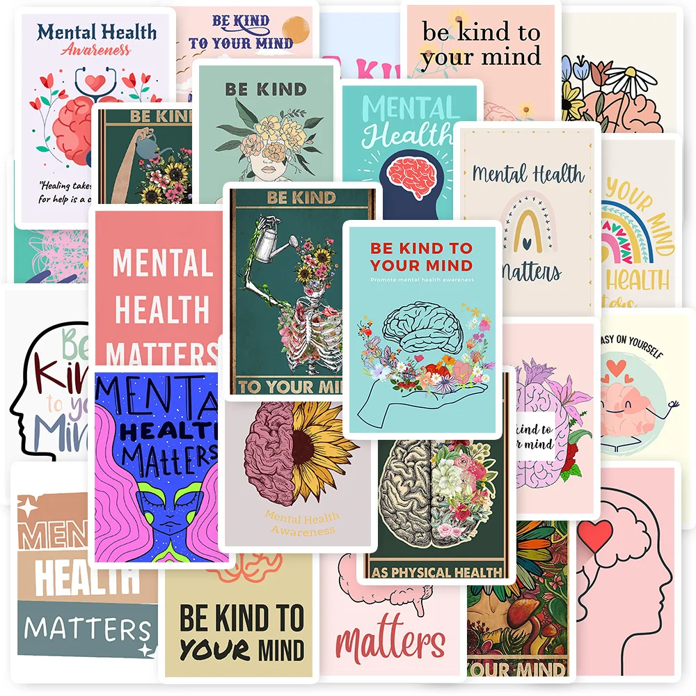 25Pcs Mental Health Awareness Stickers Poster for Water Bottle Laptop Fridge Luggage Car Waterproof Decal Travel Kids Toy 
25Pcs Mental Health Awareness Stickers Poster for Water Bottle Laptop Fridge Luggage Car Waterproof Decal Travel Kids Toy