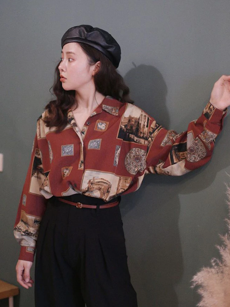 Zoki 90S Vintage Print Chiffon Shirt Women Harajuku Long Sleeve Thin Loose Casual Blouse Korean All Match Turn Down Collar Top
Zoki 90S Vintage Print Chiffon Shirt Women Harajuku Long Sleeve Thin Loose Casual Blouse Korean All Match Turn Down Collar Top