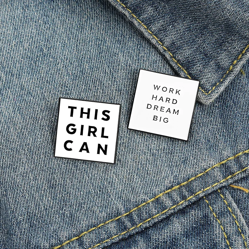 Simple Black White This Girl Can Letter Pins Accessories Clothing Backpack Alloy Brooch Enamel Lapel Pins Badge Wholesale
Simple Black White This Girl Can Letter Pins Accessories Clothing Backpack Alloy Brooch Enamel Lapel Pins Badge Wholesale