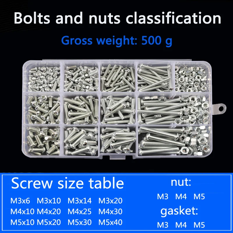 500g Bolts And nuts Classified Suite Gasket M3 M4 M5 Carbon Steel Galvanized Round Head Cross Store Content Box 
500g Bolts And nuts Classified Suite Gasket M3 M4 M5 Carbon Steel Galvanized Round Head Cross Store Content Box