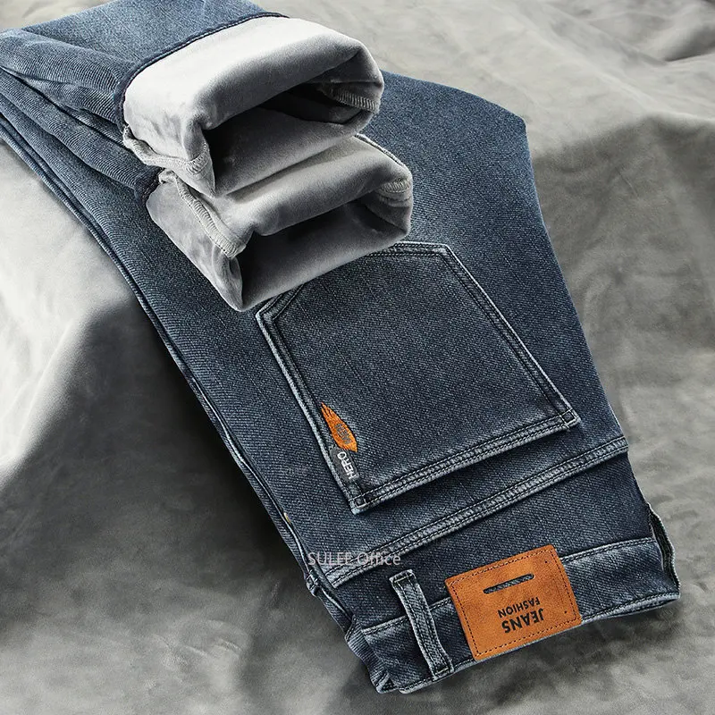 Winter New Men Fleece Jeans Business Casual Stretch Fitted Straight Denim CowBoy Student Trousers Male Classic Thick Warm Pants
Winter New Men Fleece Jeans Business Casual Stretch Fitted Straight Denim CowBoy Student Trousers Male Classic Thick Warm Pants