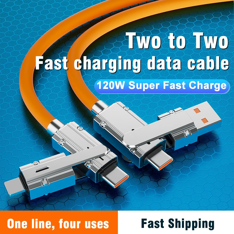 USLION 4in1 USB C Lightning Cable 120W PD Fast Charging Data Wire 5A Metal USB Multi Charging Cord For iPhone 15 Samsung Xiaomi
USLION 4in1 USB C Lightning Cable 120W PD Fast Charging Data Wire 5A Metal USB Multi Charging Cord For iPhone 15 Samsung Xiaomi