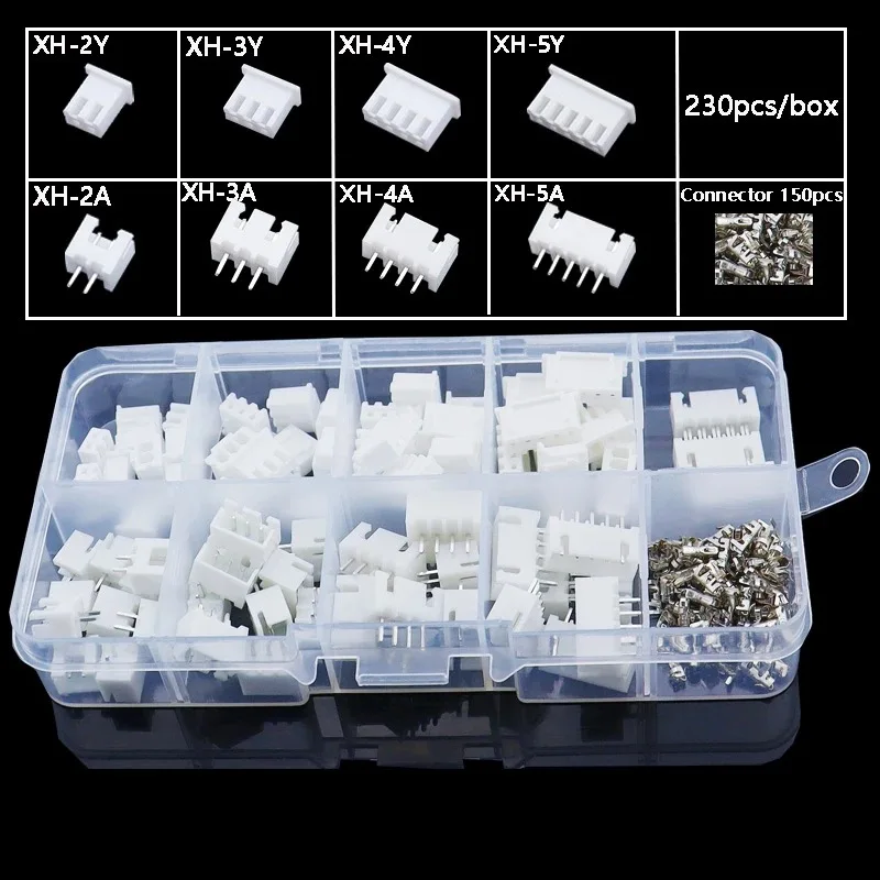 230 Pcs XH2.54 2p 3p 4p 5pin 2.54mm Pitch Terminal Male And Female Housing Kit Pin Connector Terminal Connector Kit
230 Pcs XH2.54 2p 3p 4p 5pin 2.54mm Pitch Terminal Male And Female Housing Kit Pin Connector Terminal Connector Kit