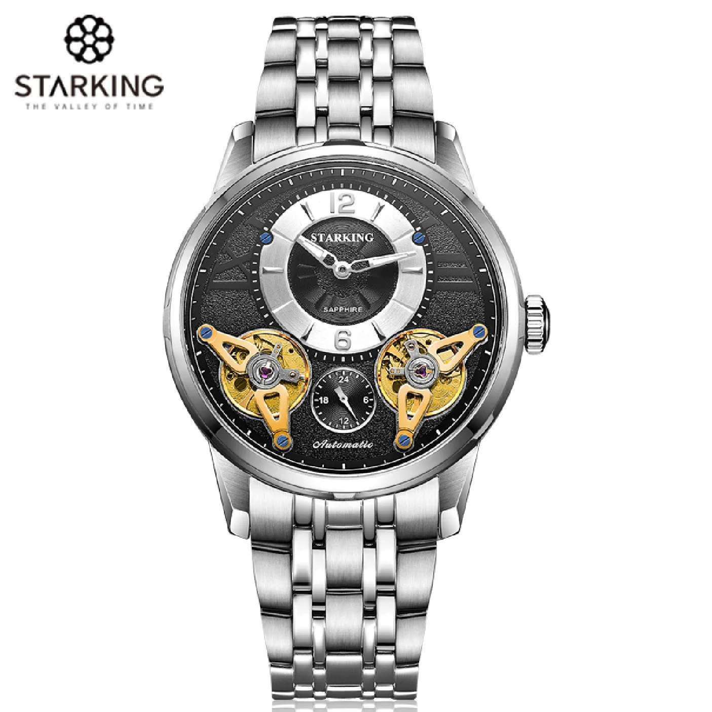 STARKING Europe Mechanical Automatic Watch Double Tourbillon Skeleton Watch Men Top Brand Luxury Stainless Steel Wristwatches
STARKING Europe Mechanical Automatic Watch Double Tourbillon Skeleton Watch Men Top Brand Luxury Stainless Steel Wristwatches