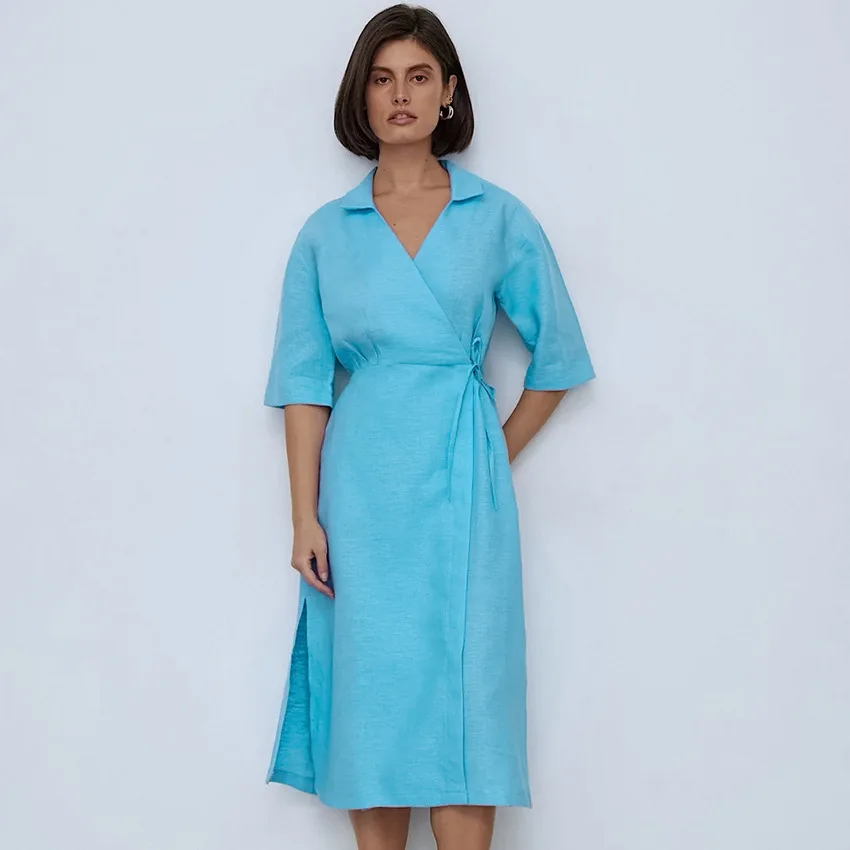 2023 New Cotton and Hemp V-Neck Strap Dress Summer Commuter Women's Dress Long Dress
2023 New Cotton and Hemp V-Neck Strap Dress Summer Commuter Women's Dress Long Dress