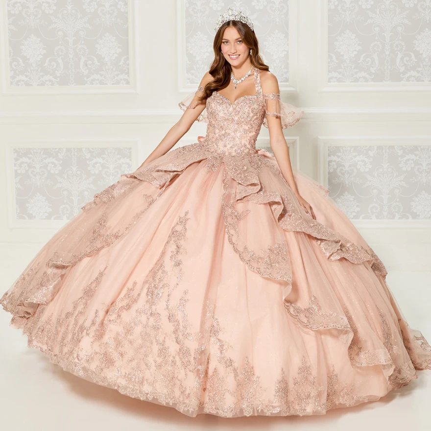 

Розовое фиолетовое платье принцессы Lorencia, бальное платье 2023, милое платье с 16 бусинами, кружевное платье с аппликацией, 15th женское платье YQD25