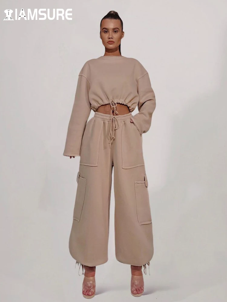 IAMSURE Casual Loose Drawstring Pants Set Streetwear Solid 2 Piece Sets O-Neck Long Sleeve Sweatshirt Mid-Waisted Wide Leg Pants
IAMSURE Casual Loose Drawstring Pants Set Streetwear Solid 2 Piece Sets O-Neck Long Sleeve Sweatshirt Mid-Waisted Wide Leg Pants