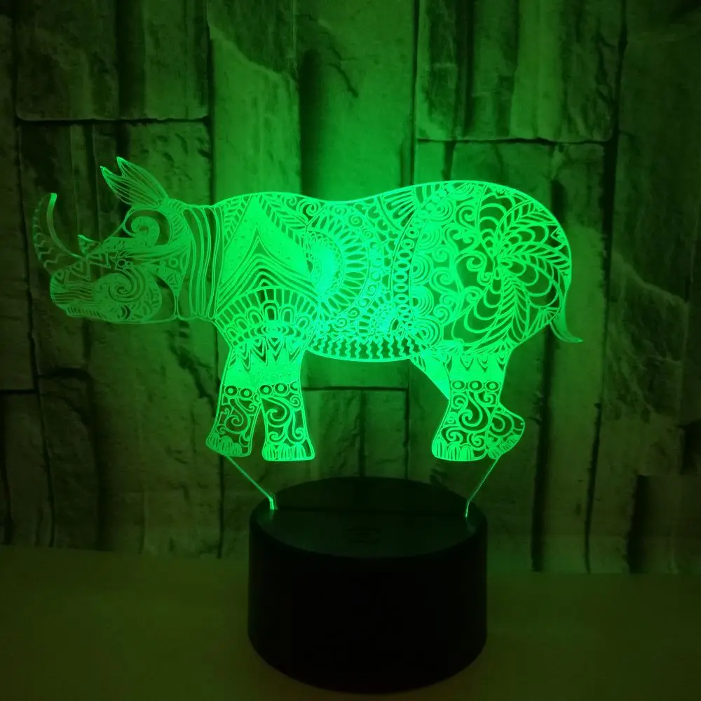 Ночной 3D светильник Rhino, цветной светодиодный визуальный светильник с сенсорным управлением, подарок для детей, для мальчиков, декор для комнаты, атмосфера, настольная лампа 3D
Ночной 3D светильник Rhino, цветной светодиодный визуальный светильник с сенсорным управлением, подарок для детей, для мальчиков, декор для комнаты, атмосфера, настольная лампа 3D