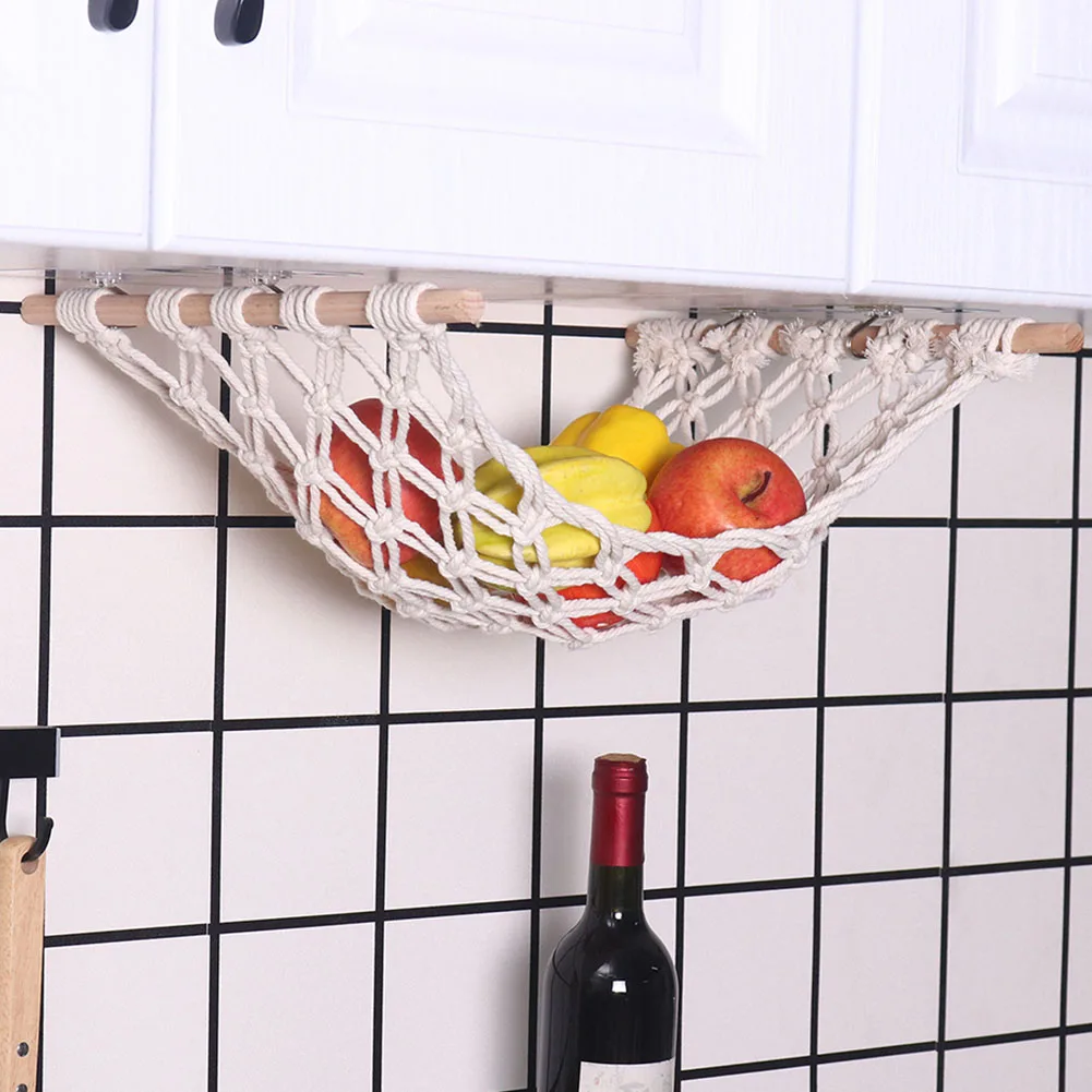 Hand-Woven Macrame Fruit Cotton Rope Net Under Cabinet Fruit Vegetable Hanging Basket Kitchen Storage Organizer Decoration
Hand-Woven Macrame Fruit Cotton Rope Net Under Cabinet Fruit Vegetable Hanging Basket Kitchen Storage Organizer Decoration