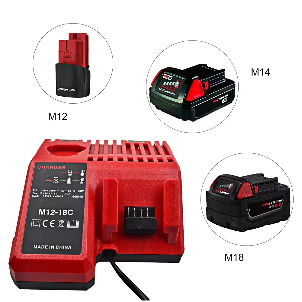 for Milwaukee battery Charger M18 M14 M12 14.4V 18V 12V Li-ion Battery 48-11-1815 48-11-1820 48-11-1840 48-11-1850 48-11-1828 
for Milwaukee battery Charger M18 M14 M12 14.4V 18V 12V Li-ion Battery 48-11-1815 48-11-1820 48-11-1840 48-11-1850 48-11-1828