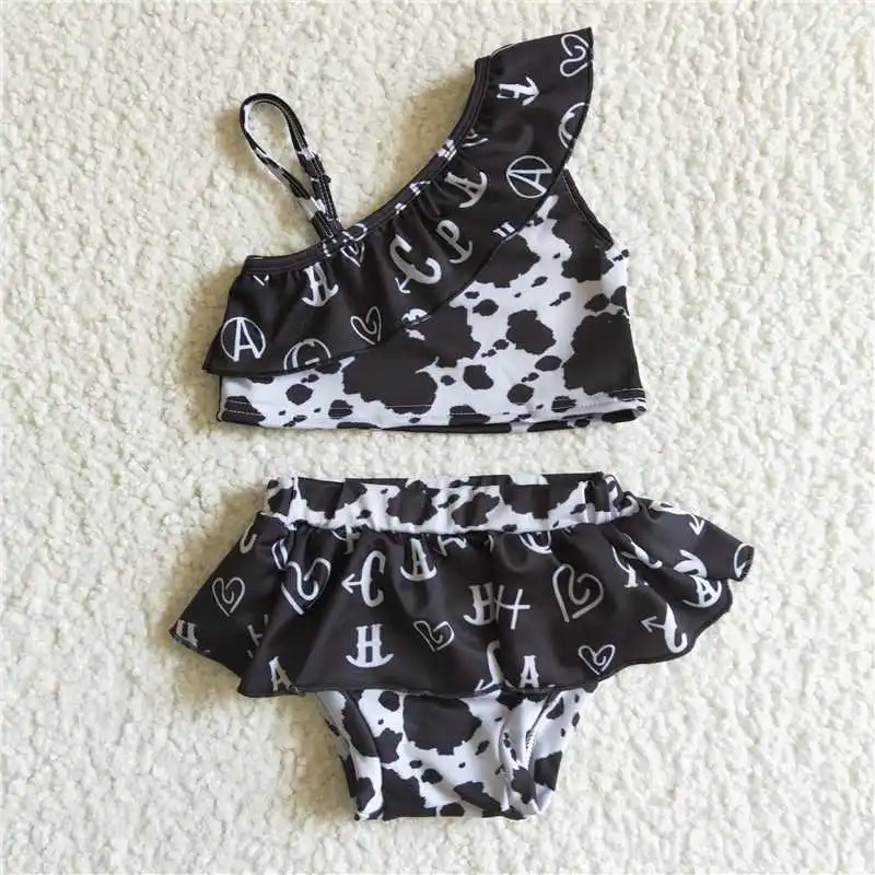 Summer Cute Fashion Comfortable Girls Black Ink Dye Pattern Two-Piece Swimsuit Kids Clothes Boutique Hot Sale 
Summer Cute Fashion Comfortable Girls Black Ink Dye Pattern Two-Piece Swimsuit Kids Clothes Boutique Hot Sale