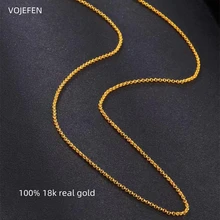 VOJEFEN Womens Gold Necklace Neck Chain Jewelry And Accessories 18K Gold Original Pure Long Luxury Brand Necklaces For Couples