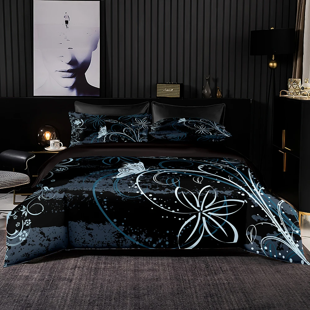 White Vintage Print Bedding Set 2/3pcs,Winding Vine and Petal Duvet Cover,1-2 Pillowcases for Soft Queen King By Black Gray Mix
White Vintage Print Bedding Set 2/3pcs,Winding Vine and Petal Duvet Cover,1-2 Pillowcases for Soft Queen King By Black Gray Mix