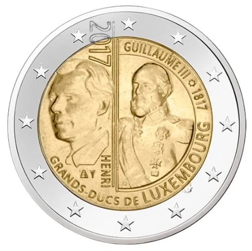 

2 Euros Commemorative Coin for the Second 100 Th Anniversary of William III's Birth in 2017 in Luxembourg Original