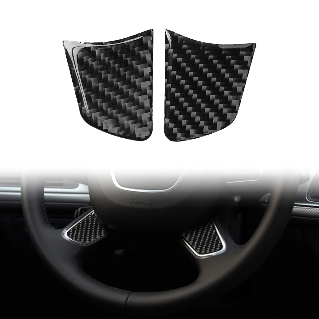 

2x Car Steering Wheel Trim Carbon Fiber Sticker Cover Decoration Accesorios Para El Coche For Audi A6 C7 A6L 2013 2014 2015 2016