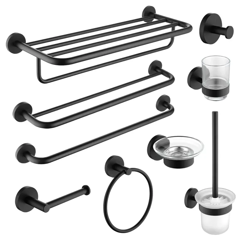 NEW2023 Black Matte Stainless Steel Bathroom Hardware Towel Rail Rack Roll Paper Holder Toilet Brush Holder Bathroom Accessories
NEW2023 Black Matte Stainless Steel Bathroom Hardware Towel Rail Rack Roll Paper Holder Toilet Brush Holder Bathroom Accessories