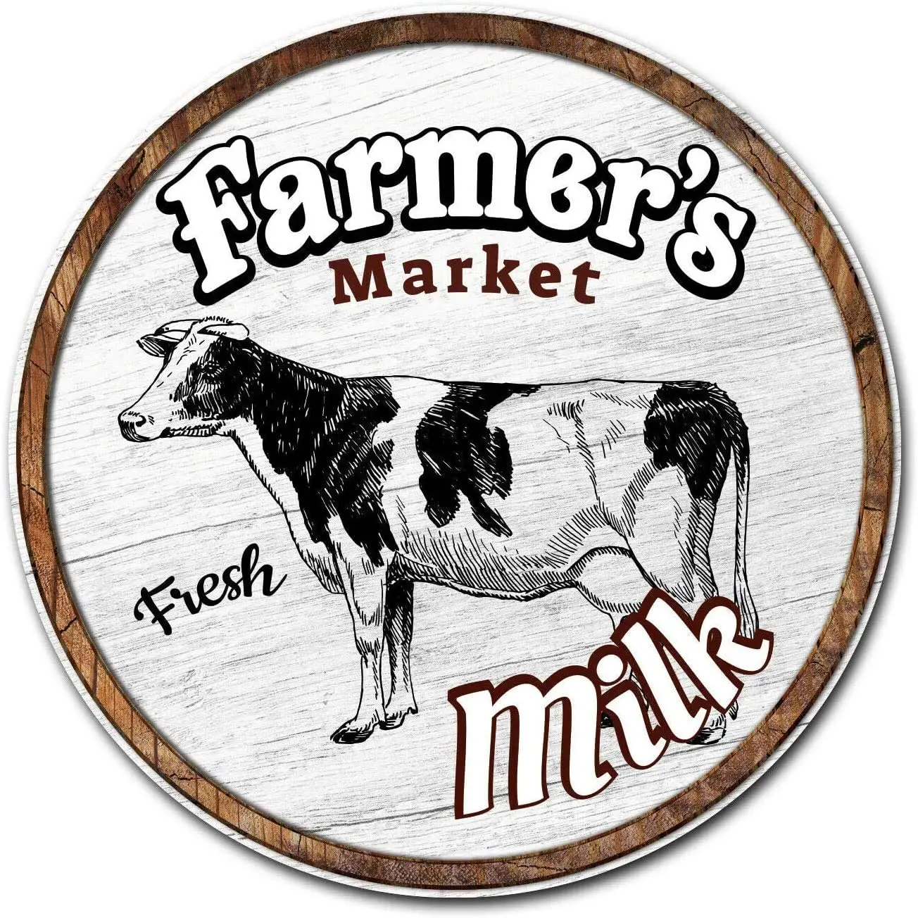 Farmer's Market Fresh Milk Circle Round Metal Tin Sign Hanging Board 12 inch Diameter Wall Decoration
Farmer's Market Fresh Milk Circle Round Metal Tin Sign Hanging Board 12 inch Diameter Wall Decoration