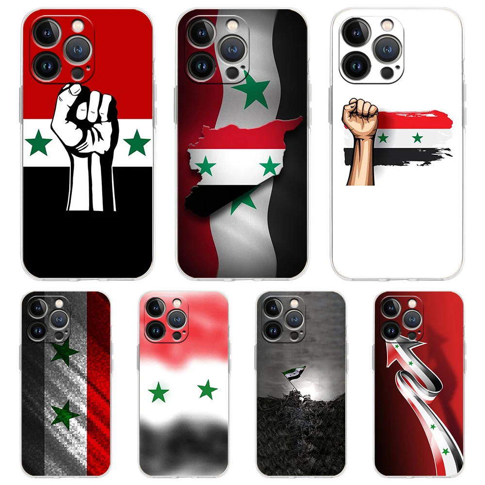 

Syrian Syria Flag Soft Transparent Phone Case Cover for iPhone 13 12 11 Pro Max X XR 8 7 Plus SE 2020 XS Max Luxury Shell Fundas