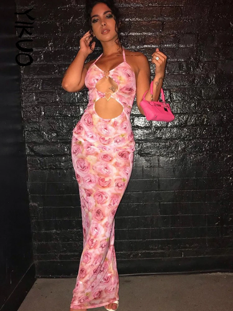 YIKUO Rose Floral Print Women Lace Up Hollow Out Halter Mesh Midi Dress Bodycon Sexy See Through Sheer 2022 Summer Clothes
YIKUO Rose Floral Print Women Lace Up Hollow Out Halter Mesh Midi Dress Bodycon Sexy See Through Sheer 2022 Summer Clothes
