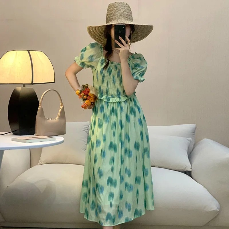 Korean Chic Summer Elegant Slash Neck Women Dresses Vintage Office Lady Hit Color Print Dress Japanese Puff Sleeve Vestidos
Korean Chic Summer Elegant Slash Neck Women Dresses Vintage Office Lady Hit Color Print Dress Japanese Puff Sleeve Vestidos