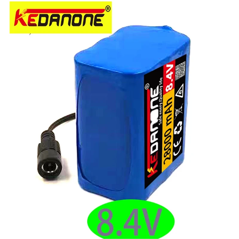 

Paquete de batería recargable de iones de litio para Faro de bicicleta, 8,4 V, 28000mAh, 18650, 6x18650