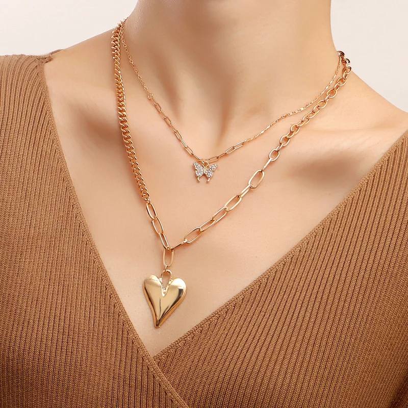 2022 New Necklace for Women Double Layer Heart Butterfly Necklace Fashion Charm Gold Jewelry for Women Party Birthday Gift
2022 New Necklace for Women Double Layer Heart Butterfly Necklace Fashion Charm Gold Jewelry for Women Party Birthday Gift