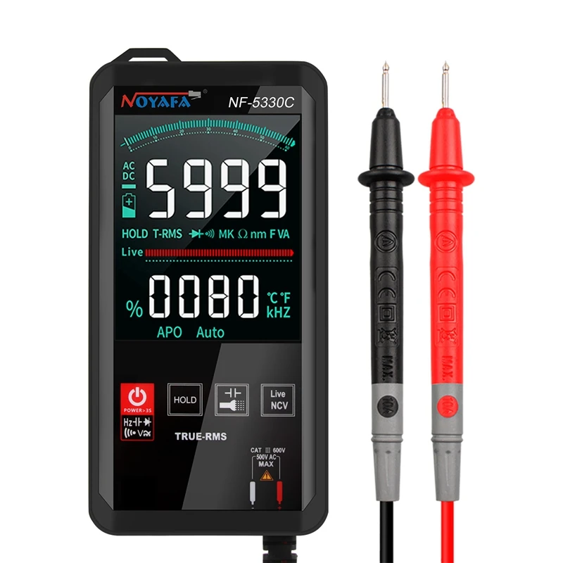 Цифровой мультиметр Noyafa NF-5330C Generation Ture RMS AC DC NCV, умный Измеритель температуры и напряжения
Цифровой мультиметр Noyafa NF-5330C Generation Ture RMS AC DC NCV, умный Измеритель температуры и напряжения