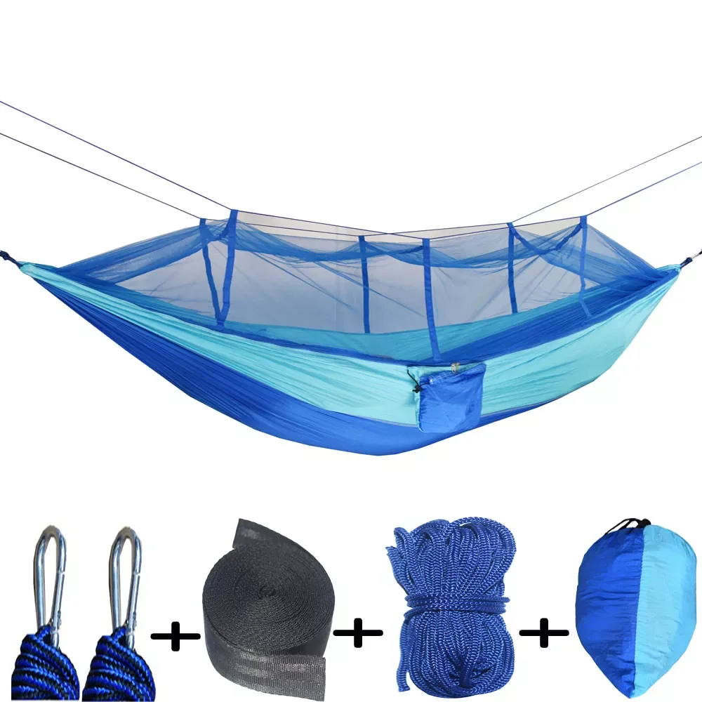 260*140cm 1 or 2 person Portable Hammock Folded Into The Pouch Mosquito Net Hammock Hanging Bed Travel Kit Camping
260*140cm 1 or 2 person Portable Hammock Folded Into The Pouch Mosquito Net Hammock Hanging Bed Travel Kit Camping