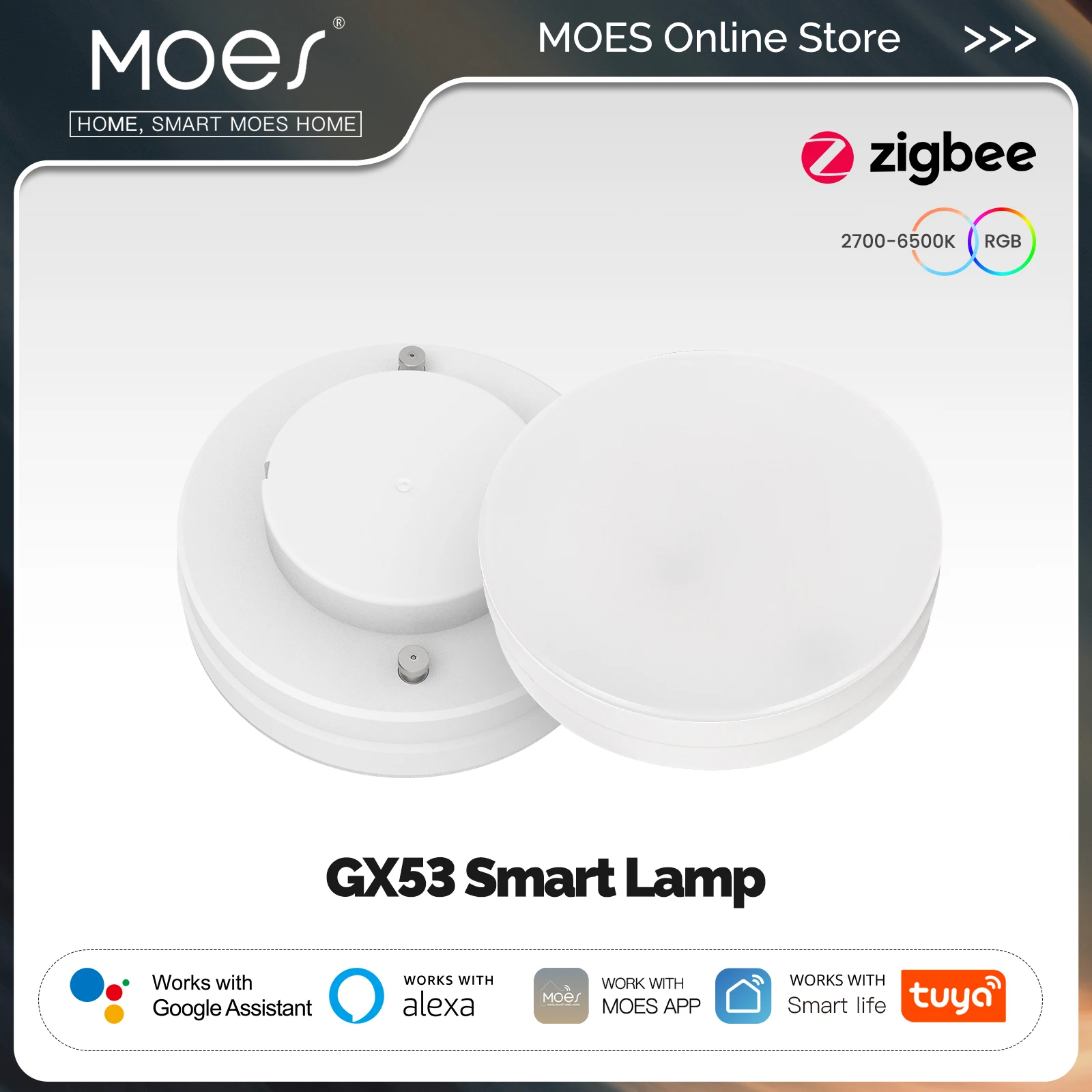 MOES Tuya ZigBee умная светодиодная лампа GX53
MOES Tuya ZigBee умная светодиодная лампа GX53