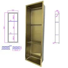 Built-in Wall Decorative Gold Stainless Steel 304 Waterproof Shower Niche for Bathroom