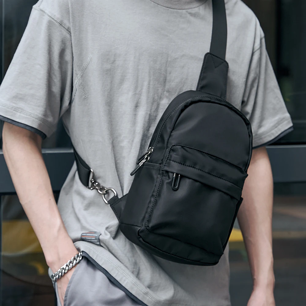 

Плоская нагрудная сумка для мужчин, стильная Водонепроницаемая многофункциональная спортивная сумка из ткани Оксфорд, с защитой от кражи, карманом на молнии, 7,9 дюйма