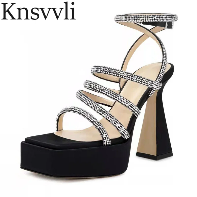 Novelty Platform Sandals Women Satin Crystal Ankle Strap Pumps Shoes Women Square Toe Peel Toe Party Heeled Sandals Woman
Novelty Platform Sandals Women Satin Crystal Ankle Strap Pumps Shoes Women Square Toe Peel Toe Party Heeled Sandals Woman