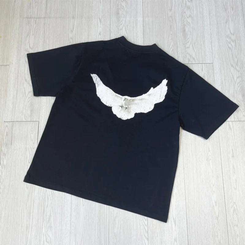 

Kanye West Frog Drift T Shirt Men Streetwear Vintage YZY DOVE DONDA Loose Ovesized Hip Hop Pigeon Print T-shirt Tops Tee For Men