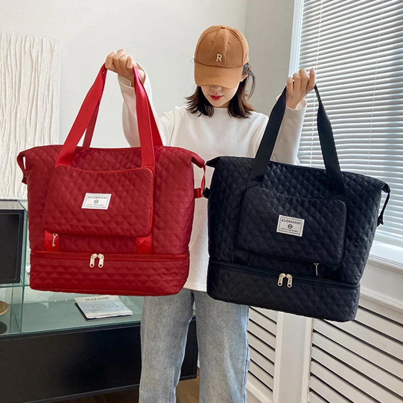 Летние новые женские дорожные сумки, сумки с отделением для обуви, модные дизайнерские сумки на выходные, вместительные сумки для хранения