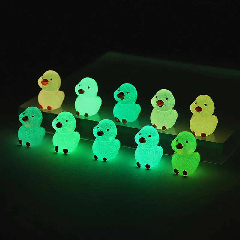 

10Pcs Mini Luminous Resin Ducks Glow in The Dark Miniature Ornament Tiny Ducks For DIY Garden Dollhouse Duck Accessories