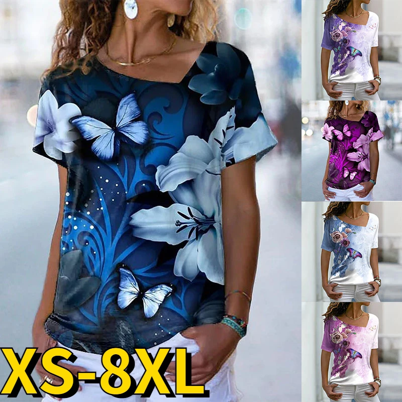 Women's T-Shirt Tops Everyday Casual V-Neck T-Shirts 2022 Summer Fashion Tee Shirts Butterfly Pattern Printing Short Sleeves
Women's T-Shirt Tops Everyday Casual V-Neck T-Shirts 2022 Summer Fashion Tee Shirts Butterfly Pattern Printing Short Sleeves